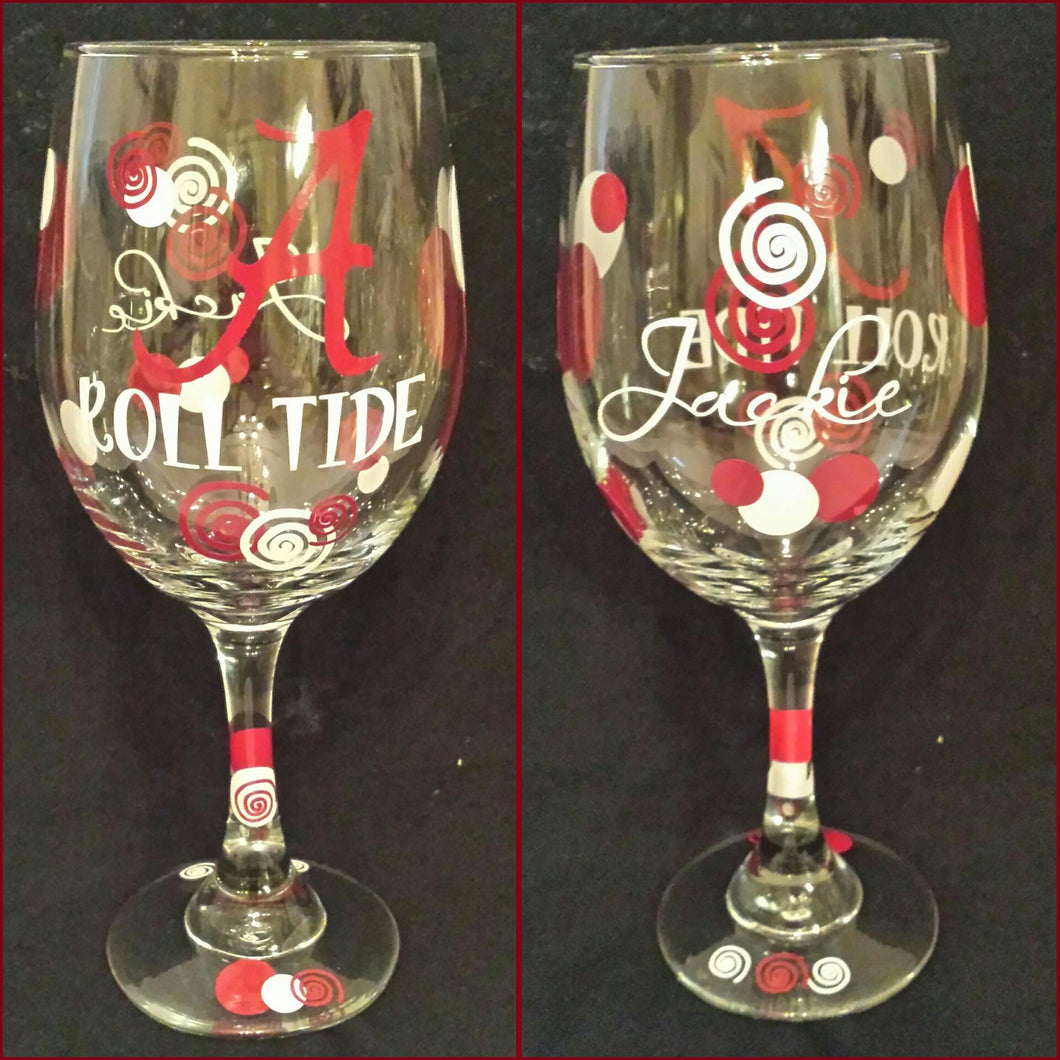 Roll Tide Wine Glass